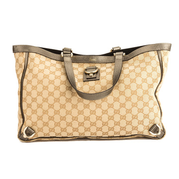 G*G Metallic Leather CS Monogram Canvas Abbey D-Ring Tote (Pre Owned)
