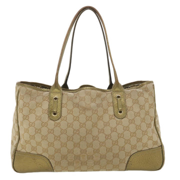 GUCCI EC Canvas Shoulder Bag Beige Gold 163805  38395