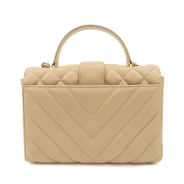 CHANEL Matelasse V Stitch Lamb Skin Top Handle 2Way Bag AS0804 Used
