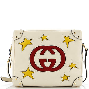 Square Shoulder Bag EC Embossed Perforated Leather