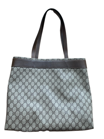 Gucci EC Beige & Brown Leather Tote Bag