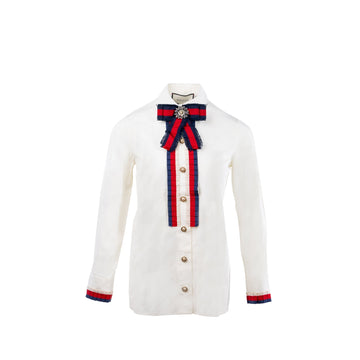 Gucci size 40 cotton poplin shirt / top white/ multicolor