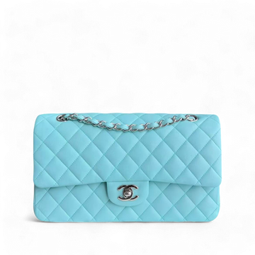 Chanel Classic Flap Medium - 25CM Quilted Lambskin Tiffany Blue Silver Hardware Series 27