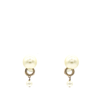Dior Pearl Gold Tribales Earrings with Round Mirror Details