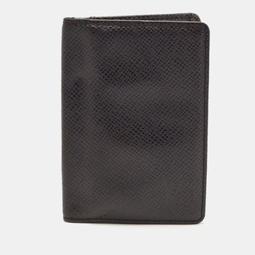 Black Taiga Leather Bifold Card Case