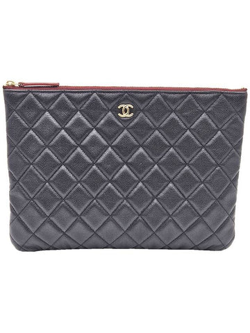 Chanel A82545 Black Caviar Gold Classic New Medium Clutch 31st Chanel