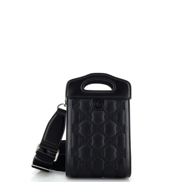 Top Handle Crossbody Bag EC Embossed Matelasse Nylon with Leather Mini