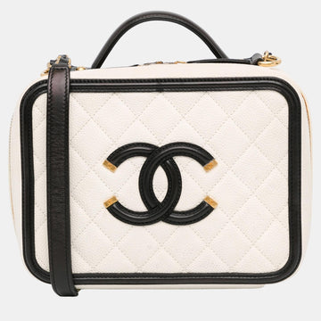 White Small Caviar CC Filigree Vanity Case