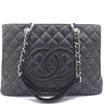 Chanel Black Quilted Caviar Leather Grand GST Shopper Tote Bag