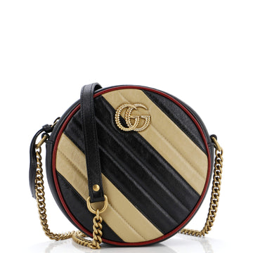 EC Marmont Round Shoulder Bag Diagonal Quilted Leather Mini