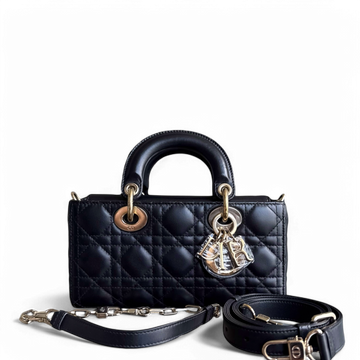 Dior D-Joy Small Lady - Cannage Lambskin Black Gold Hardware
