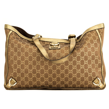 G*G Brown/Gold Metallic CS Nylon Abbey D-Ring Tote (4014013)