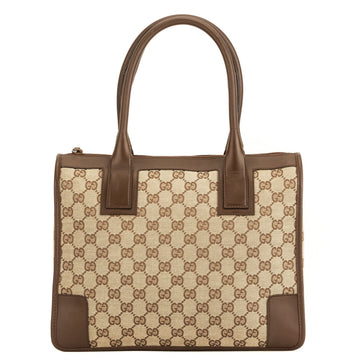 G*G Brown Leather CS Supreme Canvas Tote Bag (4031012)