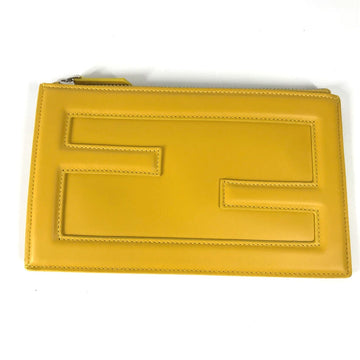FENDI Clutch bag 7N0114 leather yellow logo Women Used