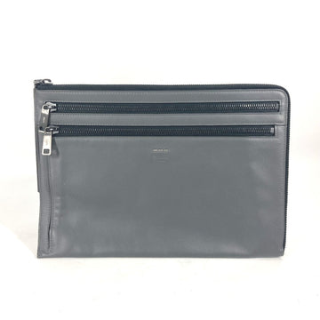 FENDI Clutch bag 7M0237 leather gray Zip mens Used