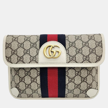Brown/White GG Canvas Web Ophidia Belt Bag