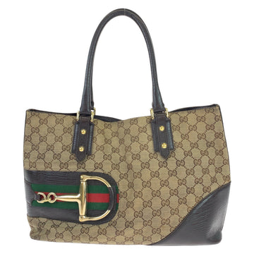 Gucci CS Canvas Leather Horsebit Tote Bag