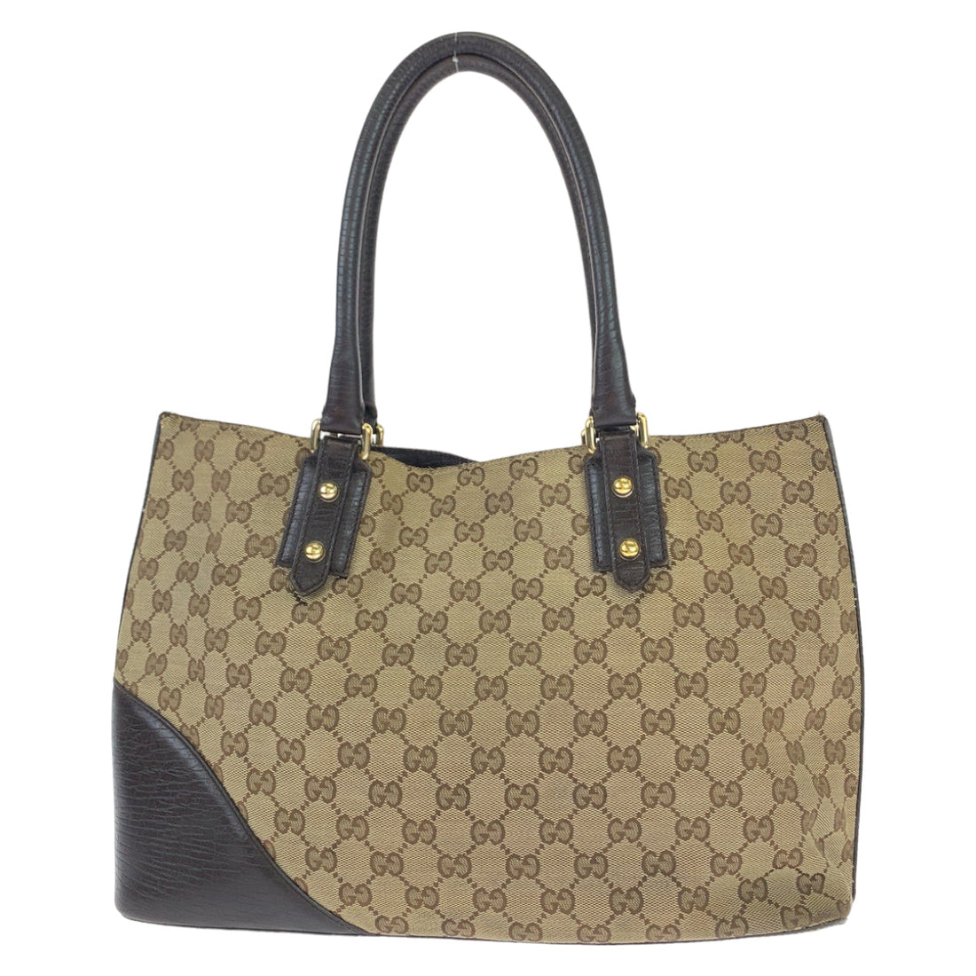 Gucci CS Canvas Leather Horsebit Tote Bag