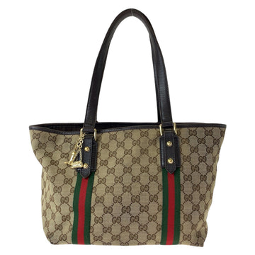 Gucci CS Canvas Brown Red Gold Tote Shoulder Bag