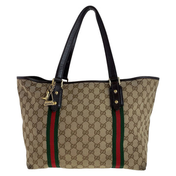 Gucci CS Canvas Leather Tote Bag
