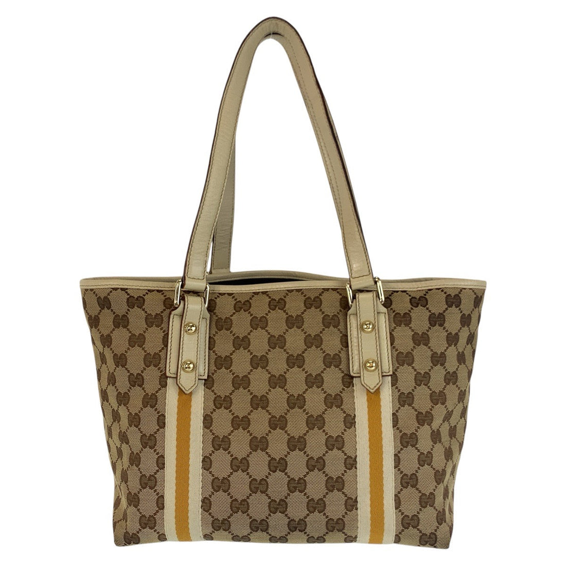 Gucci CS Canvas Leather Tote Bag