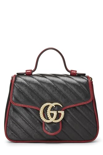 Gucci, Black Leather Torchon CS Marmont Top Handle Bag, Black