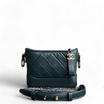 Chanel Gabrielle Small - Quilted Calfskin Dark Green Gold Hardware Series 26