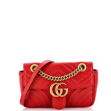 GUCCI GG Marmont Flap Bag Matelasse Leather Mini