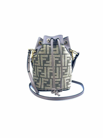 FENDI Mon Tressor Taupe Velvet Monogram Handbag