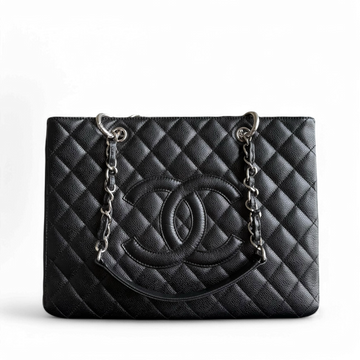 Chanel GST Grand Shopping Tote - Caviar Quilted Black Silver Hardware Series 13