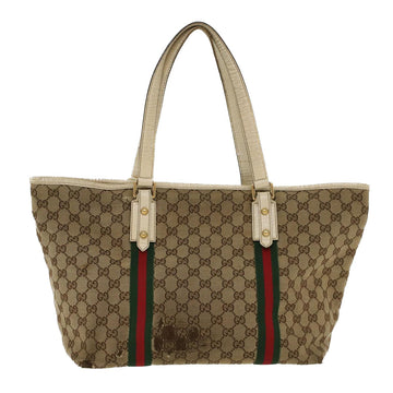 GUCCI EC Canvas Web Sherry Line Shoulder Bag Beige Red Green 139260  47709