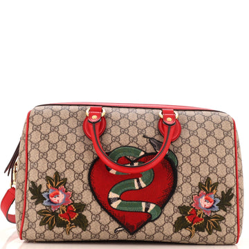 Convertible Boston Bag Embroidered EC Coated Canvas Medium