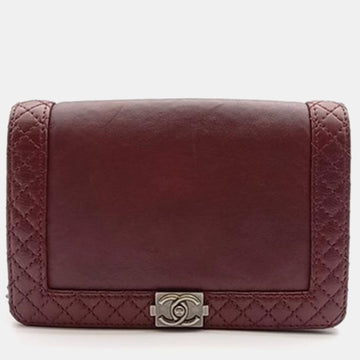 Burgundy Leather Reverso Boy Shoulder Bag