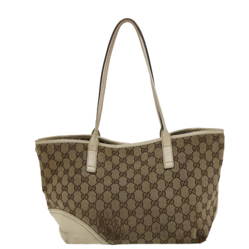 GUCCI EC Canvas Tote Bag Beige White  49053