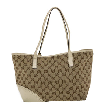 GUCCI EC Canvas Tote Bag Beige White  49055