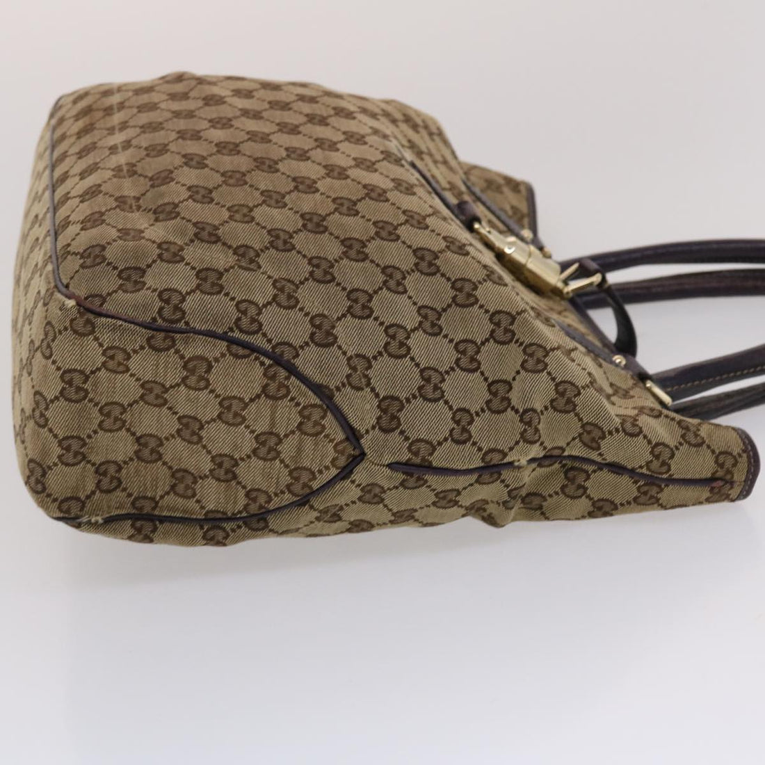 GUCCI EC Canvas Jackie Tote Bag Beige Purple  49056