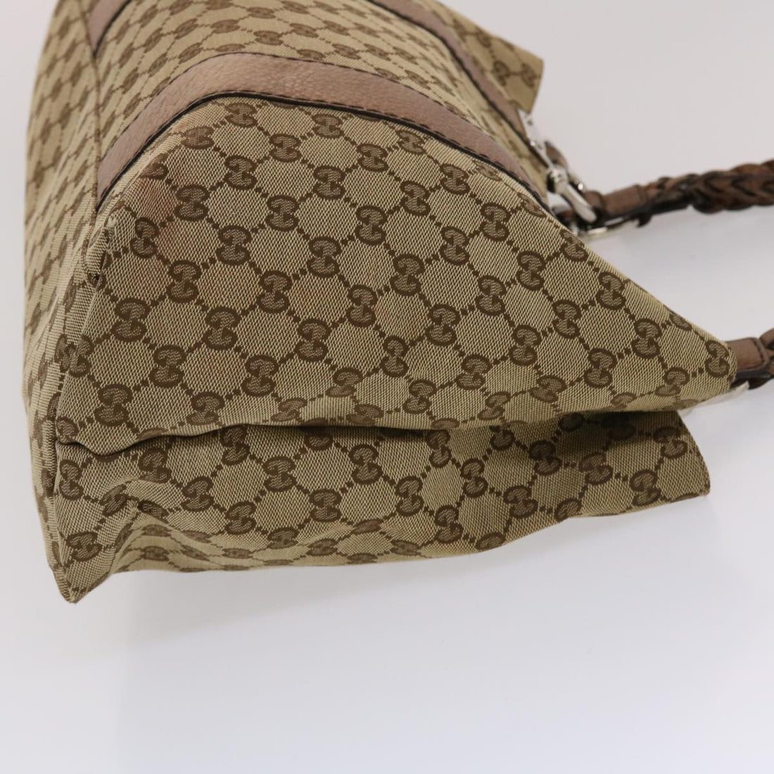 GUCCI EC Canvas Bamboo Tote Bag Beige Brown  49058