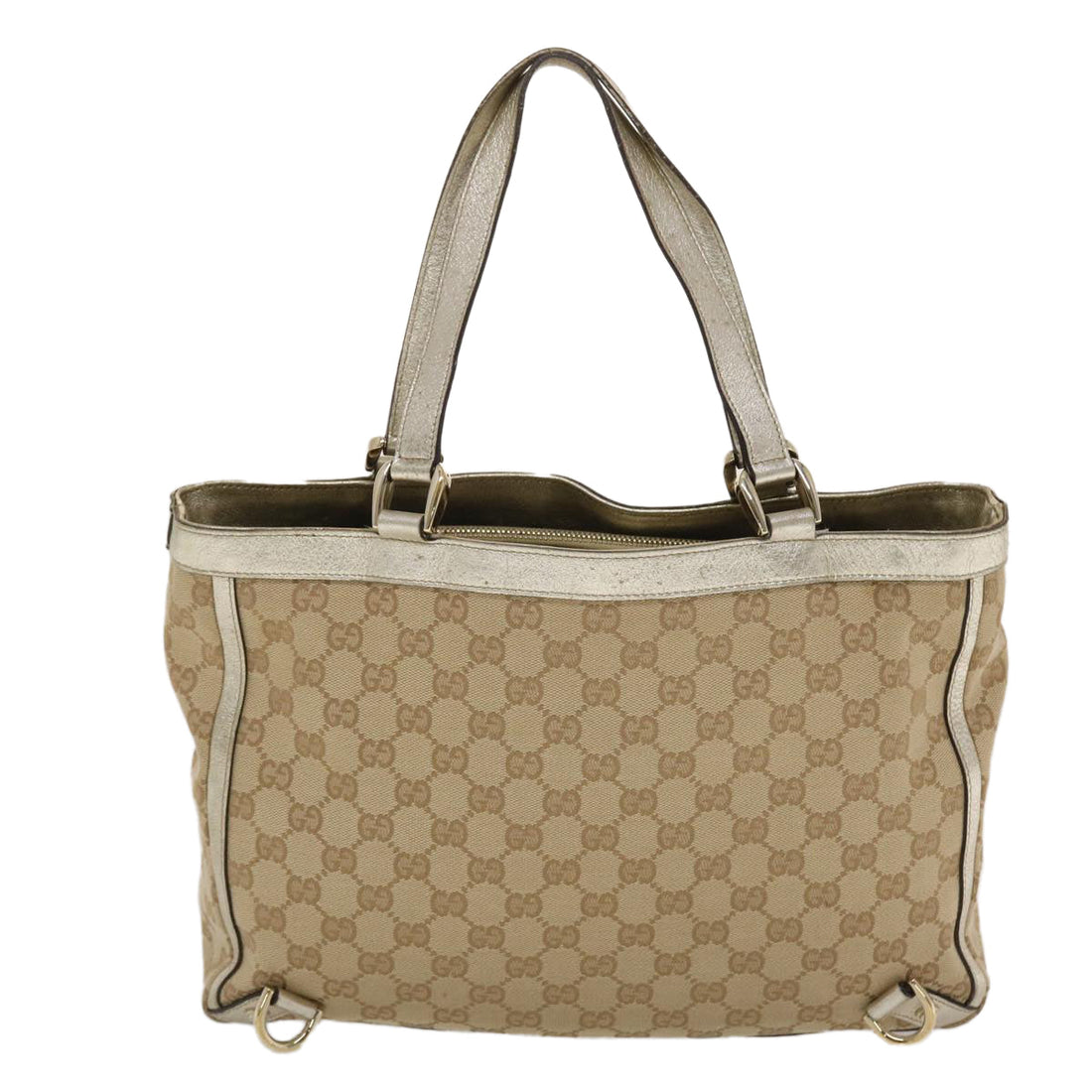 GUCCI EC Canvas Tote Bag Beige Gold  49062