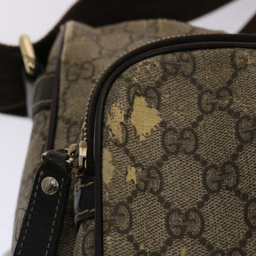 GUCCI EC Canvas Shoulder Bag PVC Leather Beige Dark Brown  49064