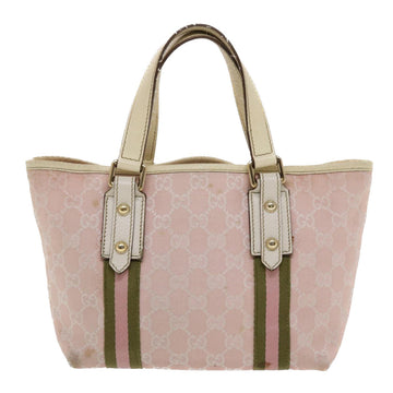 GUCCI EC Canvas Sherry Line Hand Bag Pink White Green