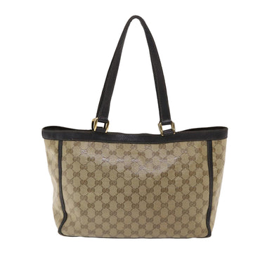 GUCCI EC Canvas Tote Bag Coated Canvas Beige Dark Brown 268639  49291