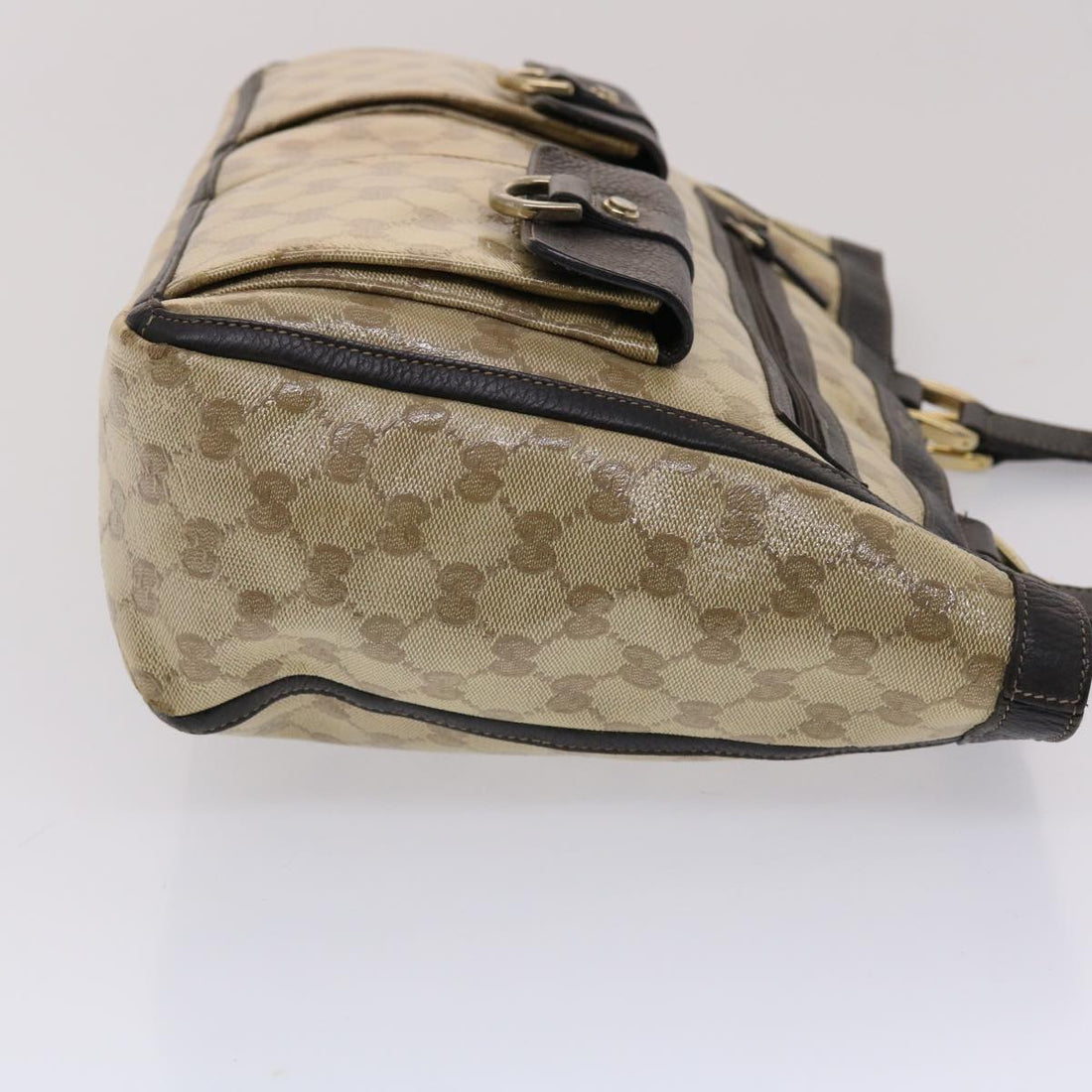 GUCCI EC Canvas Tote Bag Coated Canvas Beige Dark Brown 268639  49291