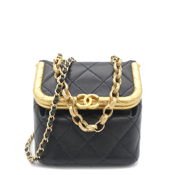 Chanel Kiss lock Clasp Bag Lambskin Black
