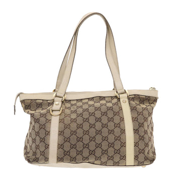 GUCCI EC Canvas Shoulder Bag Leather Beige 141470  49445