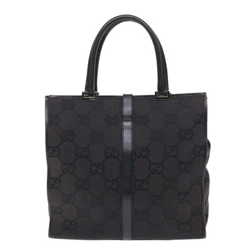 GUCCI EC Canvas Jackie Tote Bag Leather Black 00210643444  49600