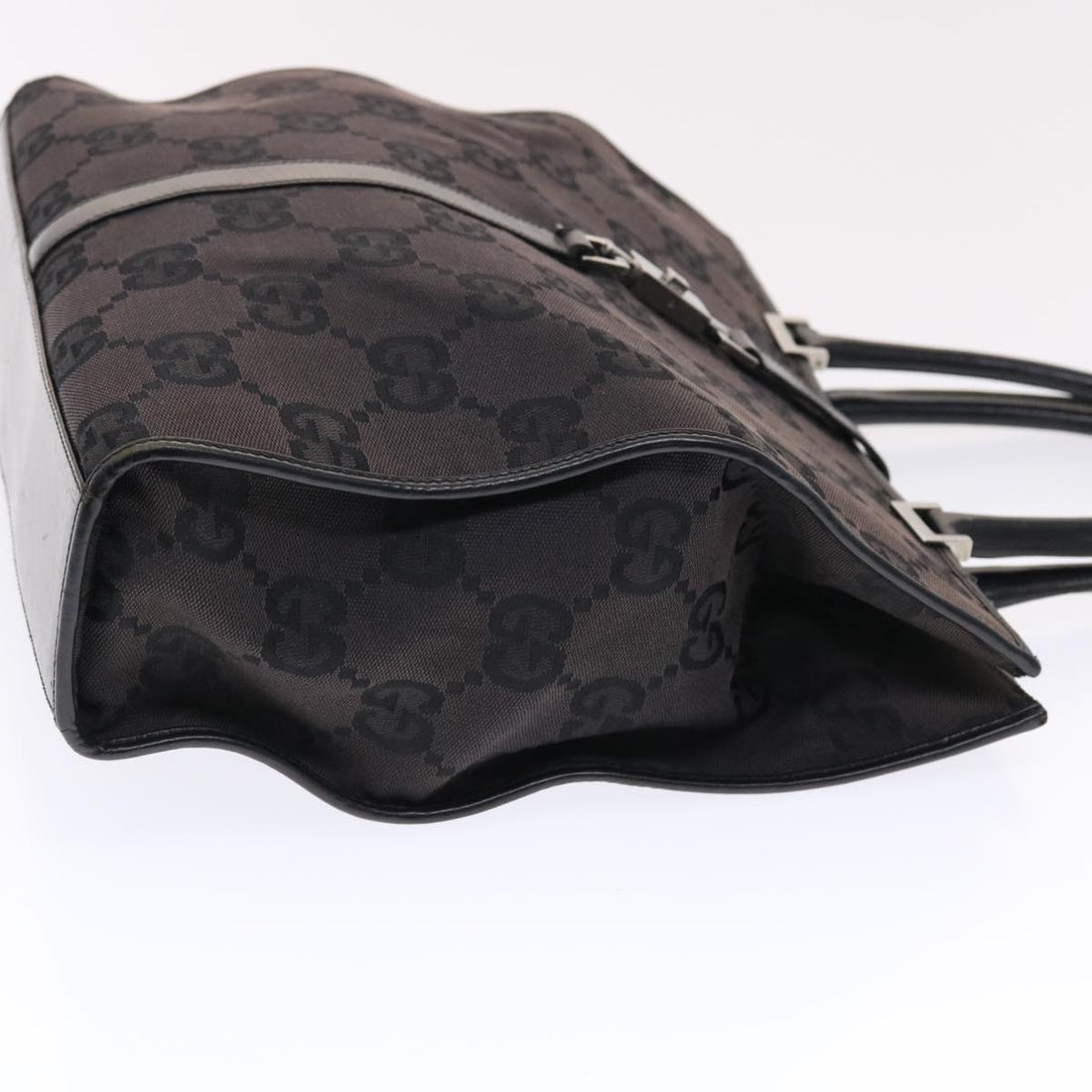 GUCCI EC Canvas Jackie Tote Bag Leather Black 00210643444  49600