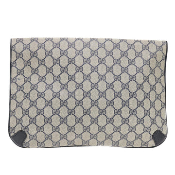 GUCCI EC Canvas Clutch Bag PVC Leather Gray Navy 89 02 075  49798