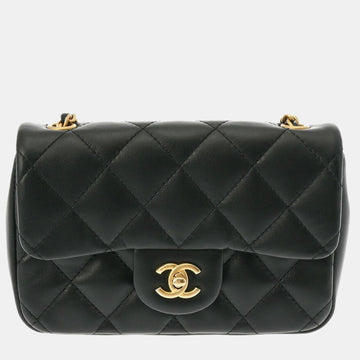 Black Lambskin Leather Mini Heart Charms Flap Bag