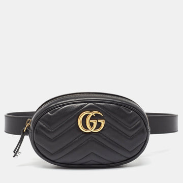 Black Matelass&eacute; Leather Mini GG Marmont Belt Bag