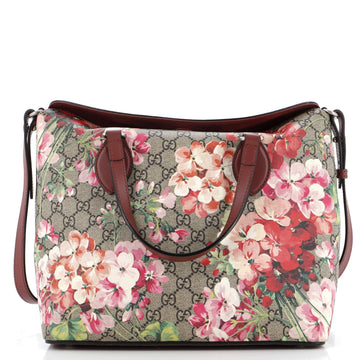 Signature Fold Over Tote Blooms Print EC Coated Canvas Medium